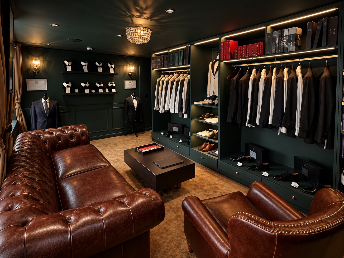 The private tailoring and wardrobe consultation room at the Maison
